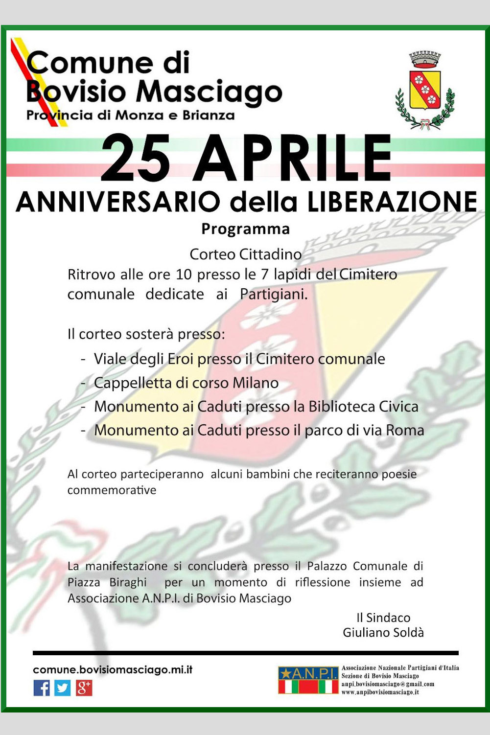 Manifesto Cerimonia e commemorazioni cittadine